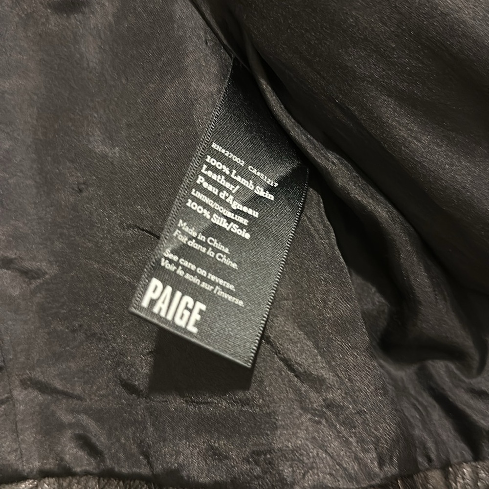 Paige 100% leather with 100% silk lining jacket with hexagon pattern detail - Picture 4 of 4